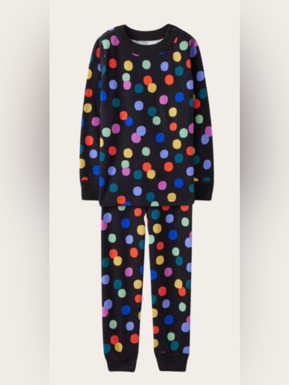 Hanna Andersson Black Pajama Set with Multicolored Polka Dots